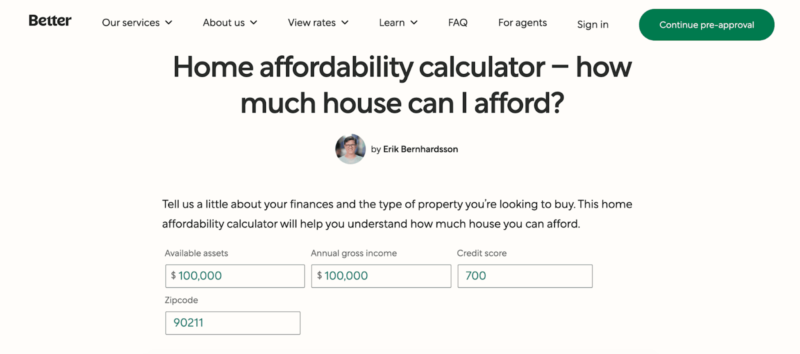 Better.com: Affordable Mortgages In An Easy-to-Use Platform - Home affordability calculator