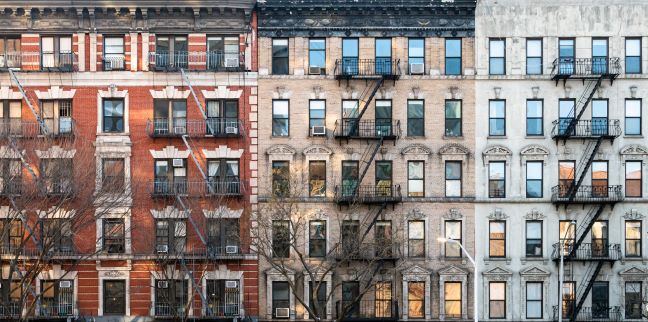 Block of apartments in New York City