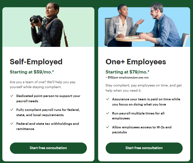 Two types of payroll services available from H&R Block