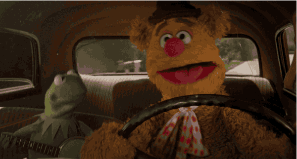 GIF of the muppets in a car