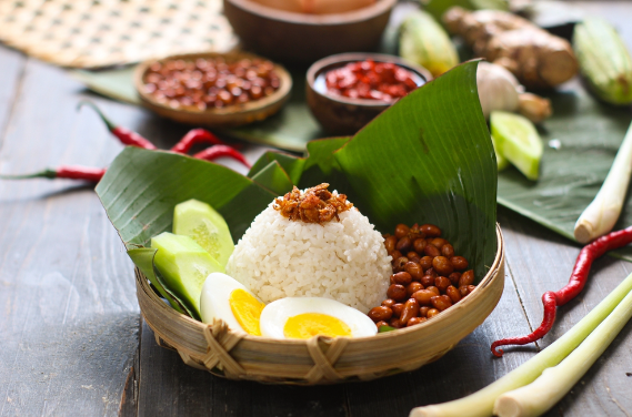 Nasi melak, a common Malaysian breakfast