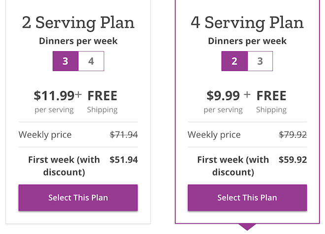 purple carrot review- pricing