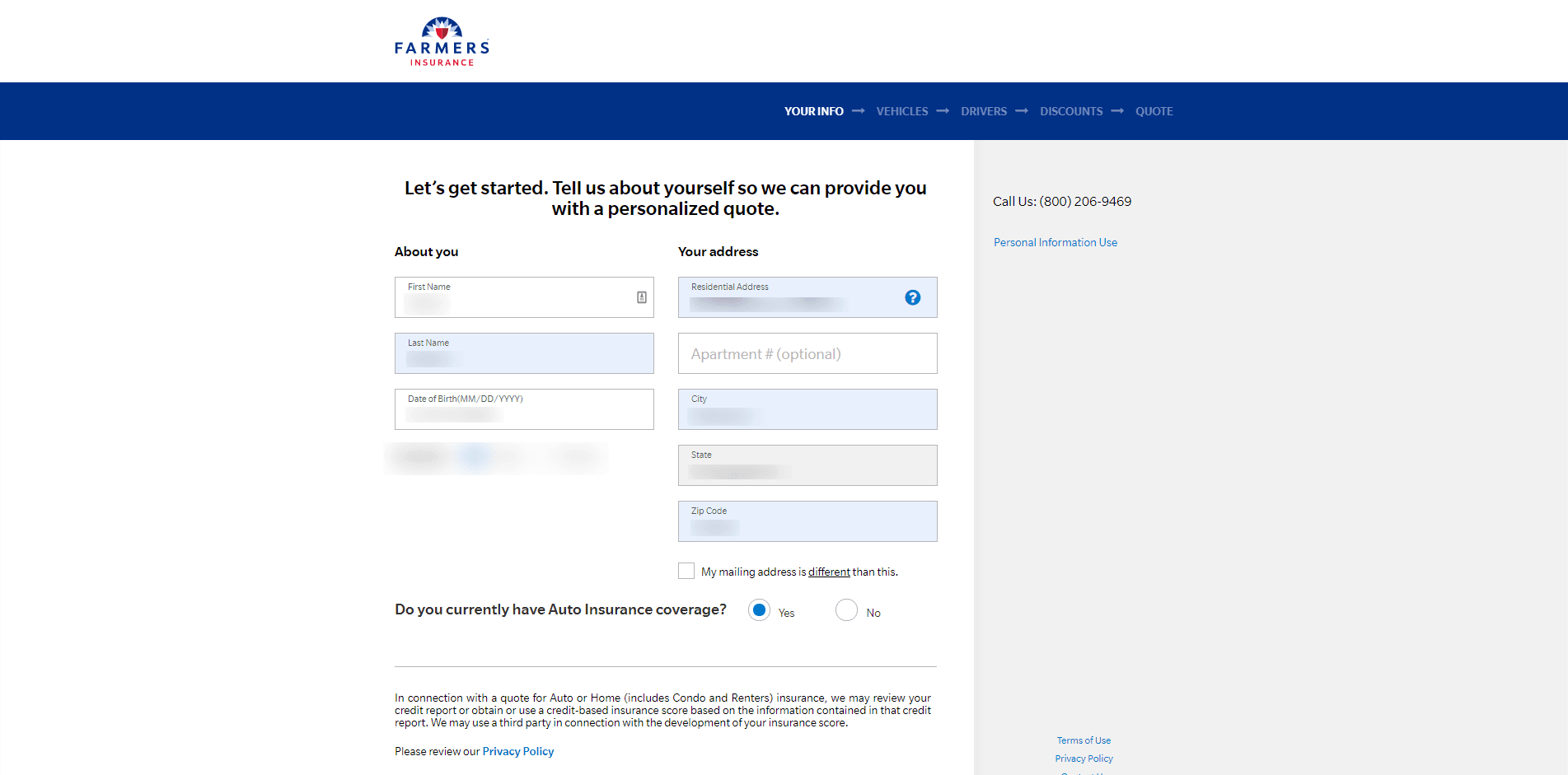 Farmers Insurance Review - Application step 3