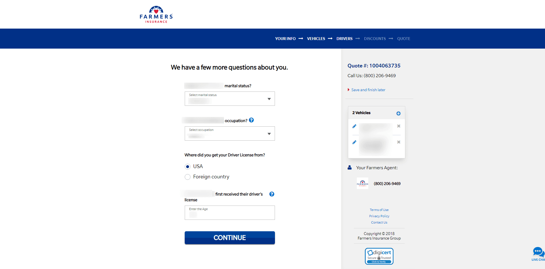 Farmers Insurance Review - Application step 5