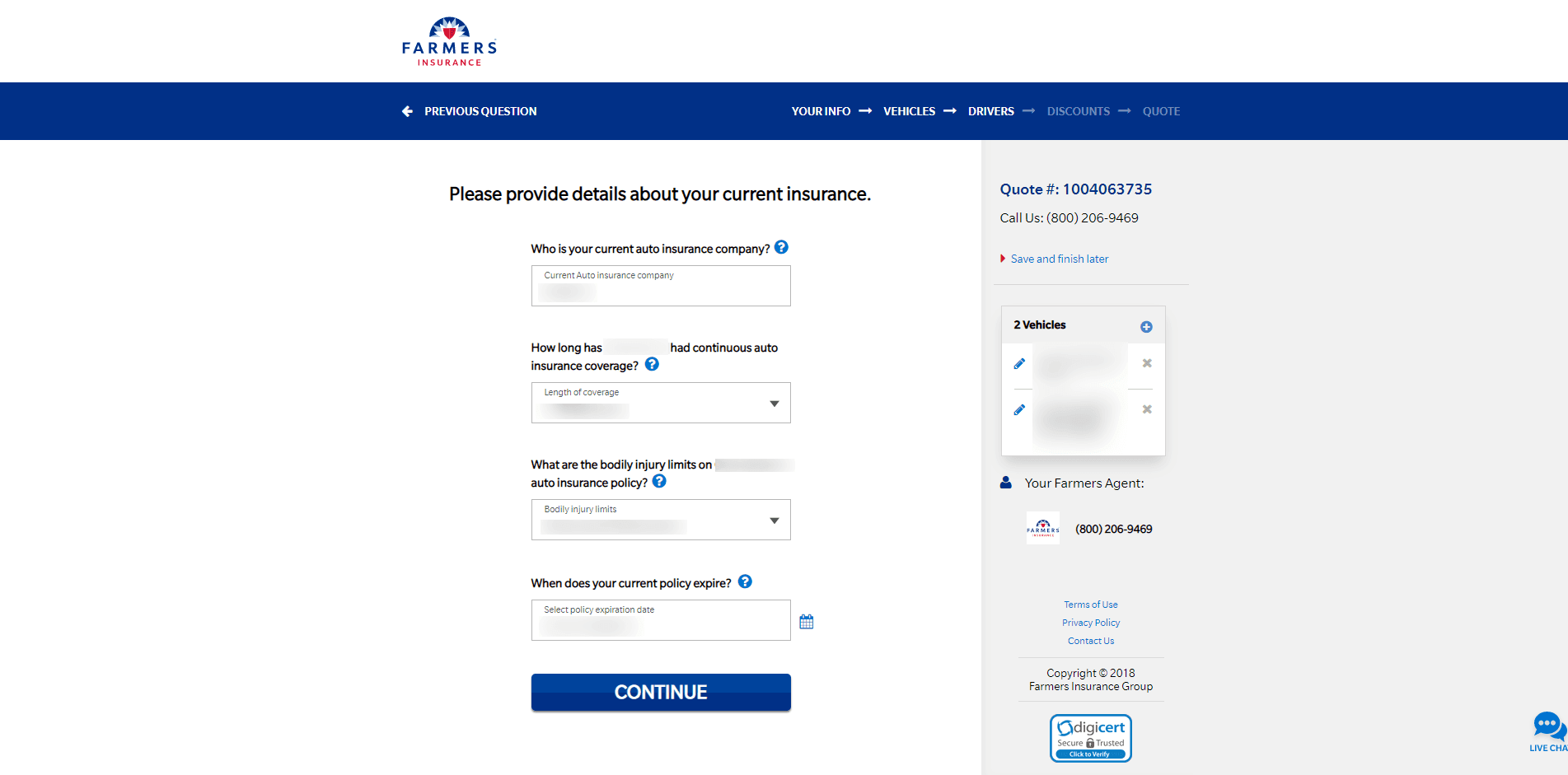 Farmers Insurance Review - Application step 6