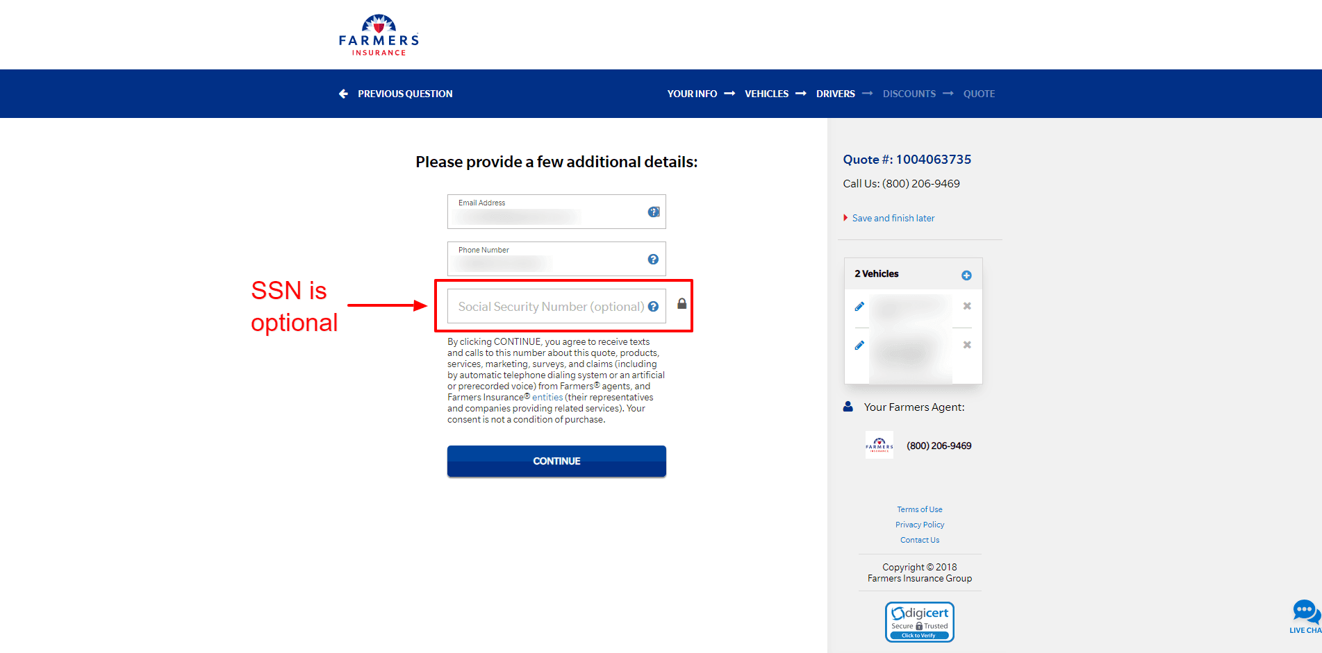 Farmers Insurance Review - Application step 7