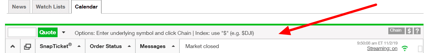 TD Ameritrade Review - Calendar