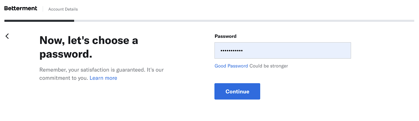 Betterment Checking Review: A Checking Account That Helps Me Invest - Choose a password