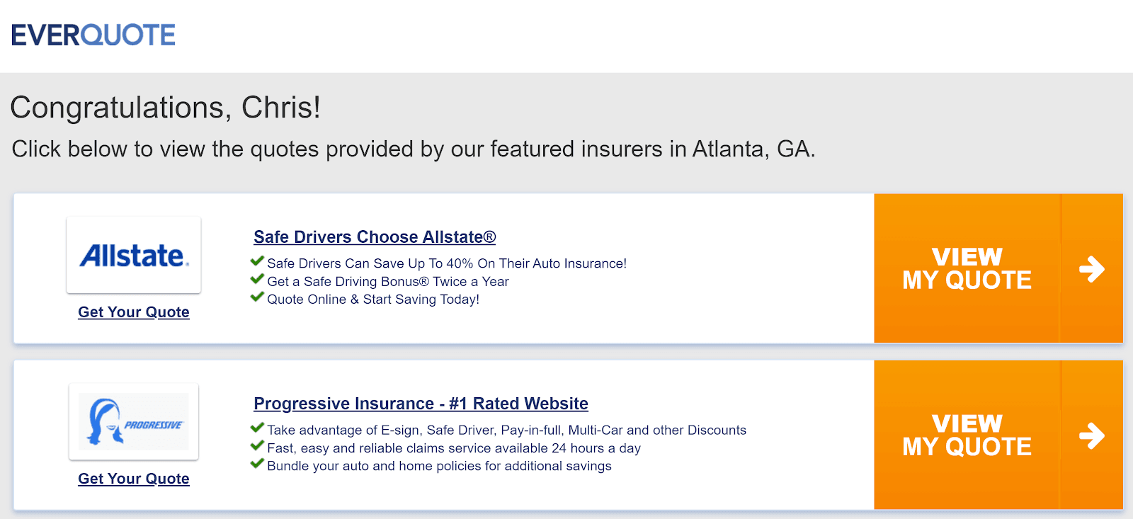 The General Insurance Review: My Experience Using The General - Congratulations page