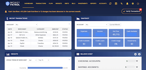 MoneyPatrol Review: Using MoneyPatrol To Improve My Finances - Dashboard