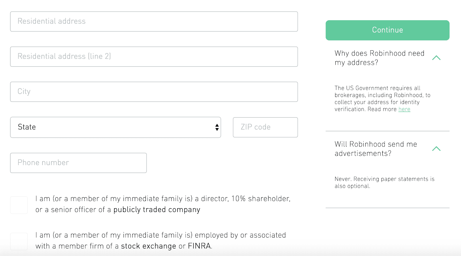 Robinhood Review: My Experience As A Beginning Investor - Mailing address
