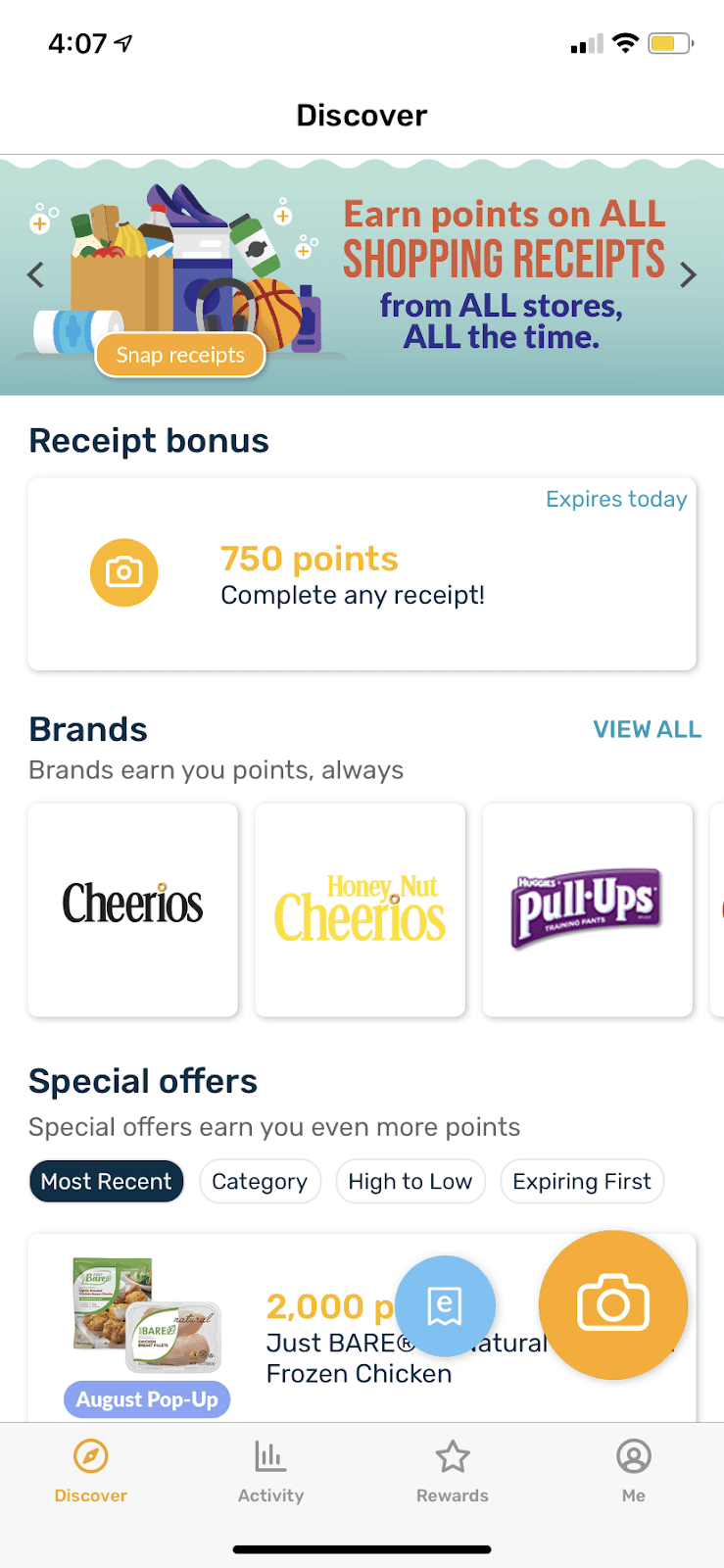 fetch rewards free gift cards