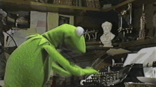 GIF of Kermit the Frog typing