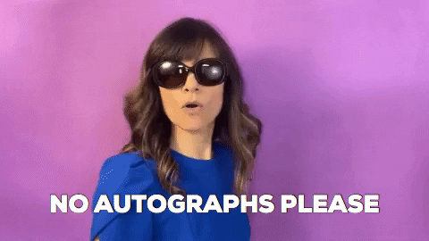 GIF of a social media influencer refusing to sign autographs