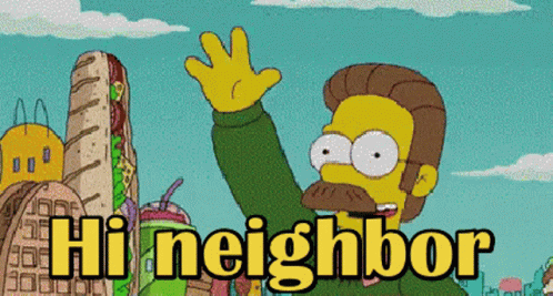 GIF of a Simpsons character saying 'Hi neighbor'