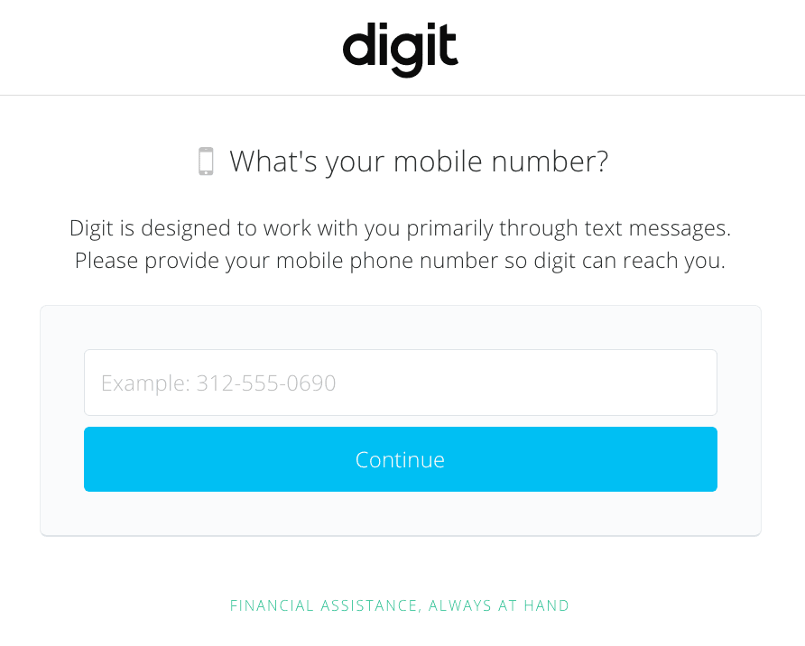 Digit.co Review: A Free App To Put Your Savings On Autopilot REWRITE - What's your mobile number?