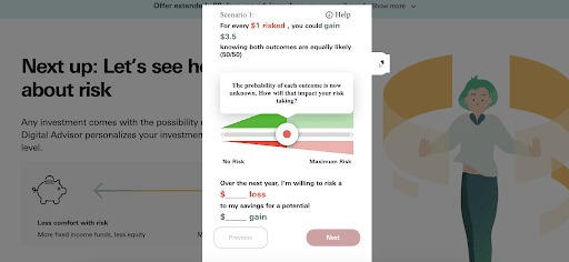 Vanguard Digital Advisor Review: A More User-Friendly Way to Invest In Your Future - Creating an account - Risk example