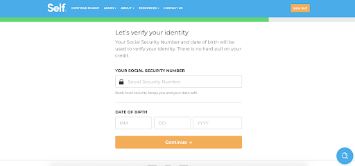 Self Review: Building Credit While Saving Money - Enter your social security number and birth date