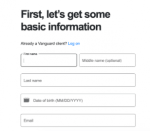 Vanguard Digital Advisor Review: A More User-Friendly Way to Invest In Your Future - Creating an account - personal info