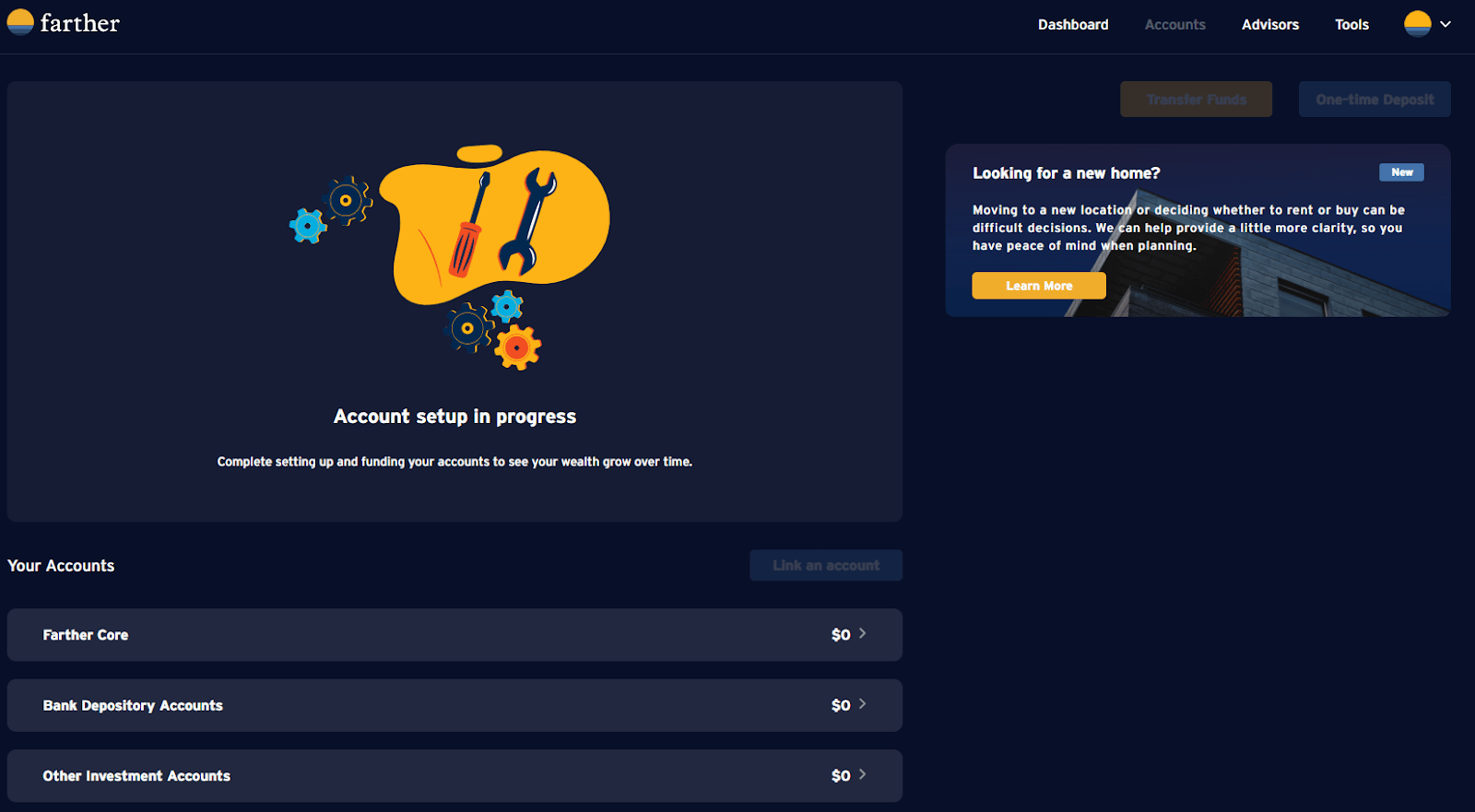 Farther Finance Review: Lower Cost Access To A Human Advisor - Dashboard