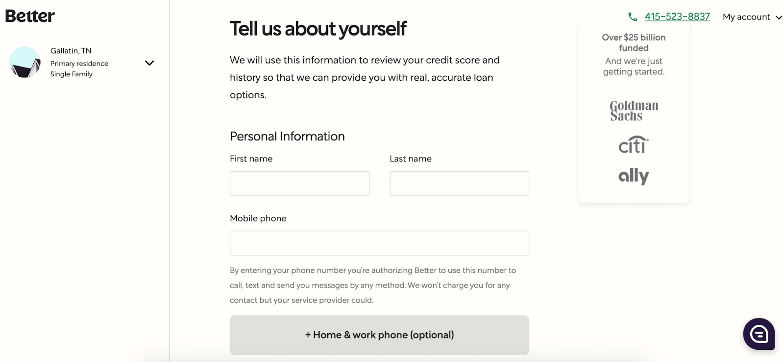 Better.com: Affordable Mortgages In An Easy-to-Use Platform - Tell us about yourself