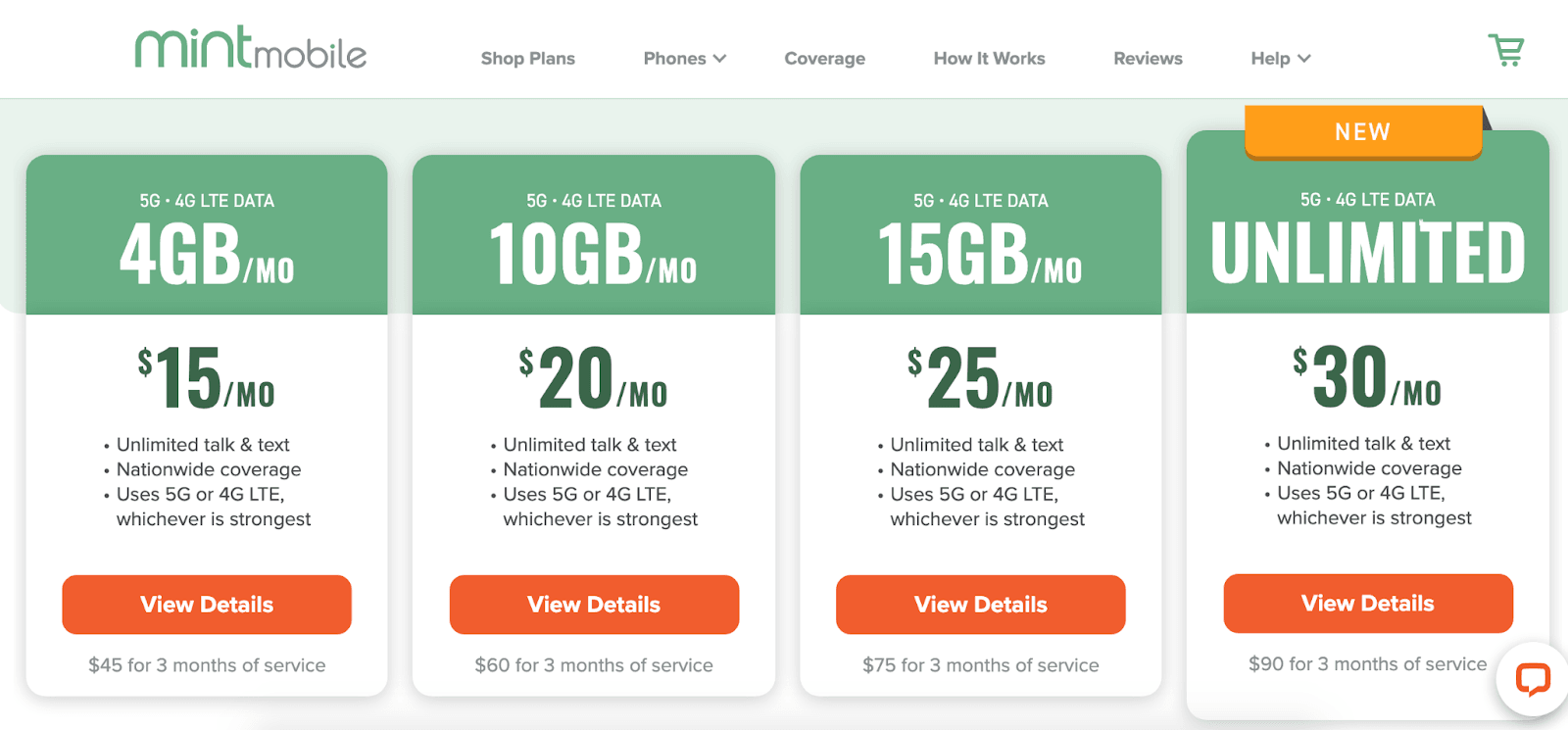 Mint Mobile Review: My Experience Researching Mint Mobile - Plan options