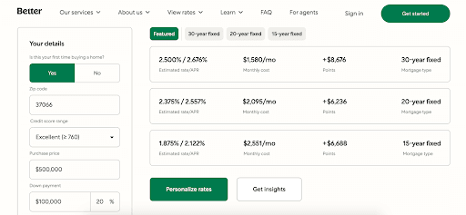 Better.com: Affordable Mortgages In An Easy-to-Use Platform - Personalize rates