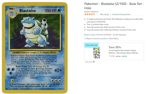 Poďme v poriadku, začíname veľkú, tučnú phanpy v miestnosti: Momentálne sedíte na pokladnici starých kariet Pokémonov? - Blastoise