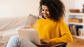 Woman looking up information online