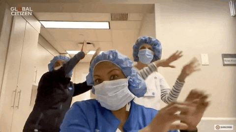 Medical personnel dancing