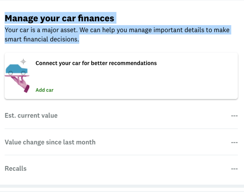 Screenshot of Credit Karma's auto loan refinancing recommendation