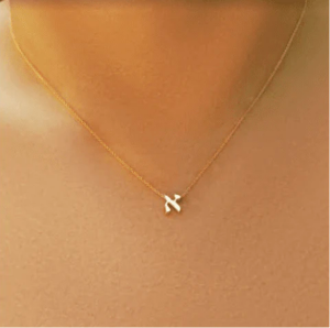Gold Hebrew initial necklace