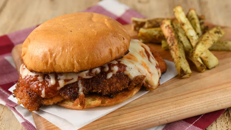 chicken parmesan sandwich with fries from Home Chef