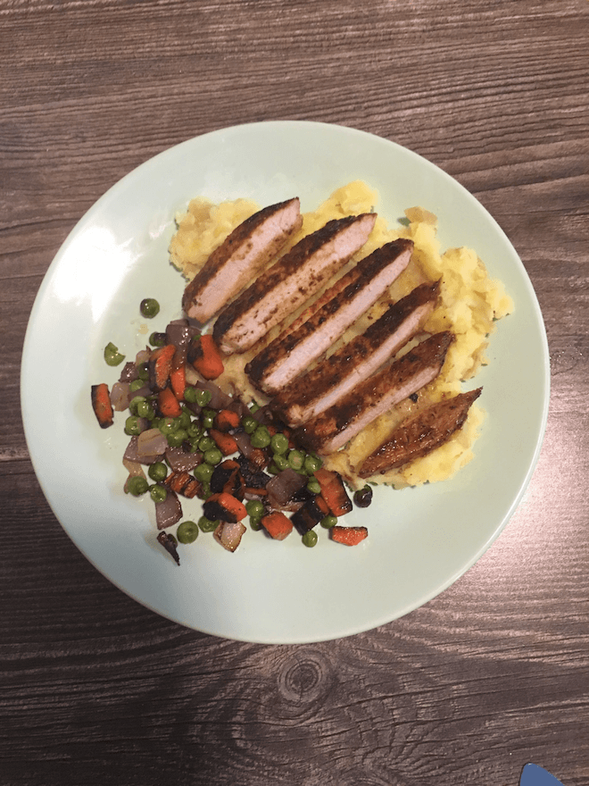 prepared tangy apple-glazed pork chops from Green Chef