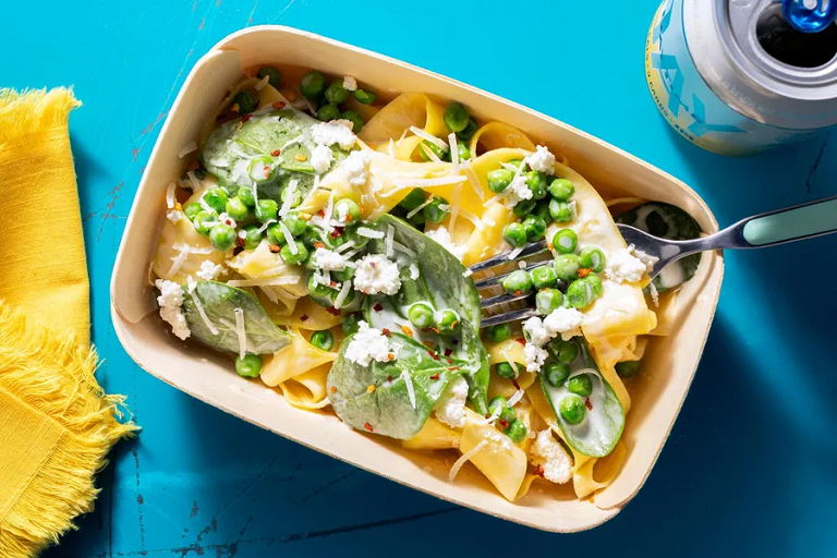 veggie pappardelle al limone with spinach and sweet peas delivered prepared from Sunbasket