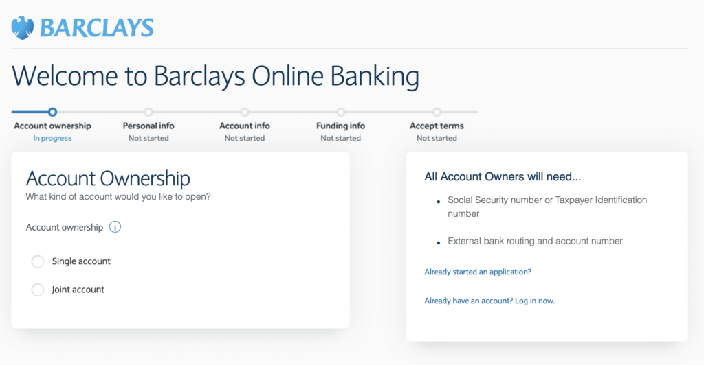 Barclays Online Savings Application