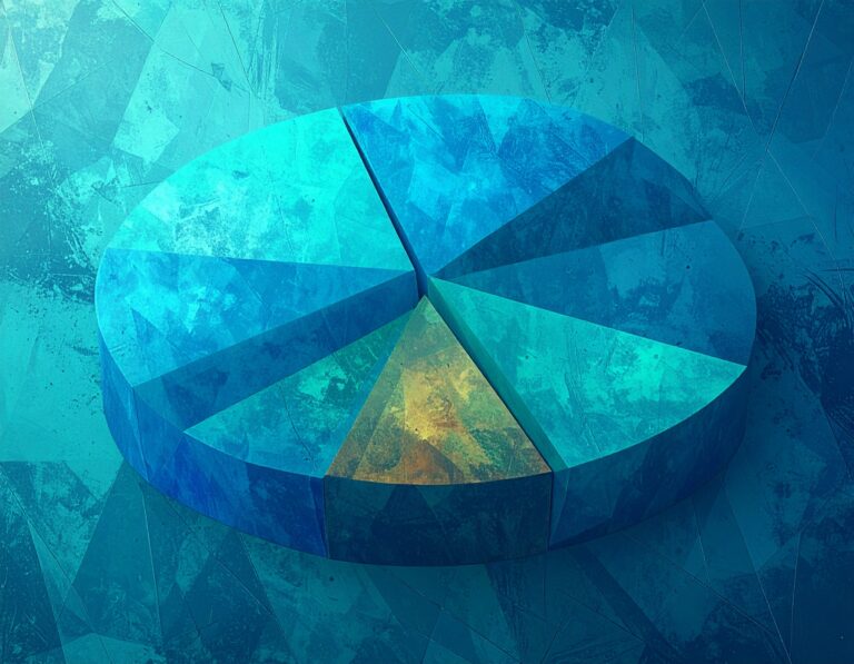 An abstract graphic representation of a pie chart.
