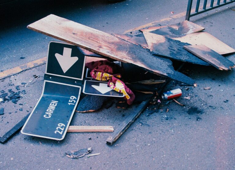 carmen signage on floor; injured in an accident